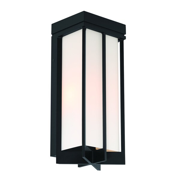 Designers Fountain Eads 175 in Matte Black LED Outdoor Wall Lantern with Etched White Glass Shade D248L-7OW-MB - main